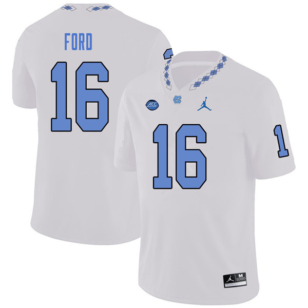 Jordan Brand Men #16 D.J. Ford North Carolina Tar Heels College Football Jerseys Sale-White